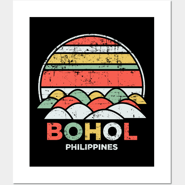 Vintage Bohol Chocolate Hills Philippines Pilipinas Gift Wall Art by teeleoshirts